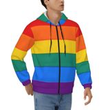 EKPRAVDKTF Erkek Tam Fermuarlı Kapüşonlu Gökkuşağı Baskılı Kapüşonlu Sweatshirt Uzun Kollu Üst, Erkek Kapüşonlu Ceket, 3D, M