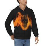 EKPRAVDKTF Erkek Tam Fermuarlı Kapüşonlu Korku Kafatası Baskılı Kapüşonlu Sweatshirt Uzun Kollu Üst, Erkek Kapüşonlu Ceket, 3D, M