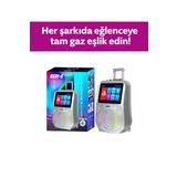 Ekranlı Taşınabilir Mikrofonlu Bluetooth Hoparlör Youtube Destekli, Işıklı, Tekerlekli Müzik Kutusu