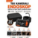 Ekranlı Tek kameralı 20 Mt Sert Kablo Yılan Endoskop Kamera 8 mm 4.3 ınc