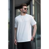 Ekru Basic Bisiklet Yaka Erkek Tişört E7133