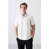 Ekru Basic Logolu Standart Kalıp Triko Polo Yaka Erkek T-Shirt - 87748