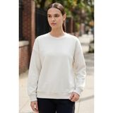 Ekru Basic O Yaka Oversize Kadın Sweatshirt - 97053