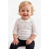 Ekru Bebe Yaka Çıtçıtlı Uzun Kol Aylık Tişört - 6 - 9 Ay