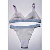 EKRU DESENLİ LASTİKLİ FULL DANTEL BRALET TAKIM DS20095BRT