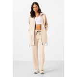 Ekru Dik Yaka Fermuarlı Pamuklu Kadın Eşofman Tunik Takım - 95346 - XL