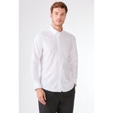 Ekru Düz Uzun Kol Slim Fit Erkek Gömlek - 46