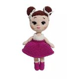 Ekru Fuşya Nazlı Bebek Amigurumi Organik Anahtarlık Oyuncak