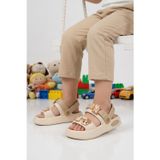 Ekru Hafif Esnek Eva Taban Unisex Çocuk Terlik 4505 F-P