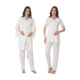 Ekru Kadın Hamile Lohusa Sabahlıklı Kısa Kollu Pijama Takımı 9014, 3XL, TYC00785121446-19804IGP27193391