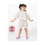 Ekru Keten Kız Şort + Tunik Takım - 01.Ekru - 3 Yaş