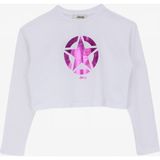 Ekru Kız Çocuk Bisiklet Yaka Oversize Pullu Uzun Kollu T-Shirt J4WG-TST7566 - 7 - 8 Yaş