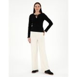 Ekru Loose Fit Triko Pantolon