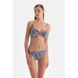 Ekru-Mor Straplez Bikini Üst - Ekru - Mor - 36