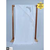Ekru Pamuklu Kız Bebek Battaniyesi Nakışlı Dantelli Puset Örtüsü Hediyelik Yenidoğan 90 x 90CM - 0 - 2 Yaş