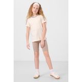 Ekru Pamuklu O Yaka Standart Fit Basic Kız Çocuk T-Shirt - 75177 - 8 - 9 Yaş