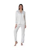 Ekru Pamuklu Önden Düğmeli Kadın Pijama Takımı Effort, XL, EF8097-198IGP101327