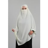 Ekru Pratik Hazır Geçmeli Tesettür Eşarp Krep Bağcıklı Çift Katlı Sufle Hijab 2314_27