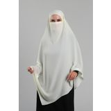 Ekru Pratik Hazır Geçmeli Tesettür Eşarp Krep Bağcıklı Sufle Hijab 2313_27