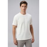 Ekru Rahat Form Esnek Nefes Alabilir Erkek T-Shirt - 88495 - 2XL