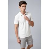 Ekru Rahat Form Yumuşak Dokulu Polo Yaka Erkek T-Shirt - 88496