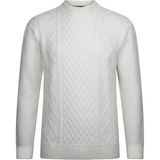 Ekru Regular Fit Jakarlı Çeyrek Balıkçı Yaka Triko Kazak - XS
