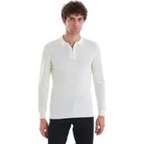 Ekru Regular Fit Jakarlı Polo Yaka Yünlü Triko Kazak | 3XL