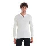 Ekru Regular Fit Jakarlı Polo Yaka Yünlü Triko Kazak