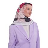 Ekru Soyut Desen Pamuk Eşarp