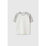 Ekru-Taş Standart Fit Reglan Kollu Kız Çocuk T-Shirt - 75180 - Ekru - Taş - 10 - 11 Yaş
