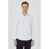 Ekru Yarım Italyan Yaka Cepsiz Gabardin Uzun Kol Slim Fit Esnek Gömlek 1004250235 - 2XL