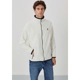 Ekru Yazı Nakışlı Dik Yaka Fermuarlı Standart Kalıp Erkek Sweatshirt Polar - 87992