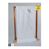 Ekru%100 Pamuklu Erkek Bebek Battaniyesi Nakışlı Dantelli Puset Örtüsü Hediyelik Yenidoğan 85x85cm