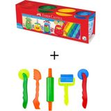 EKS Ticaret Faber Castell 4 Renk Klasik Oyun Hamuru Seti + Brons Kalıbı 9 Parça Eğlenceli Kırtasiye Ürünü