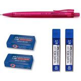 EKS Ticaret Faber Castell Econ 0.7 mm Mekanik Kurşun Kalem + 2 Sınav Silgisi + 2 Uç Seti