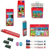EKS Ticaret Faber-Castell OFISINN-041 Okul Öğrenci Kırtasiye Boya Seti 12'li Pastel, Sulu, Kuru Boya ve Keçeli Kalem Setli