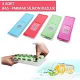 EKS Ticaret Gondol Yapışmaz Silikon Bas Çıkar Buzluk Küp Şekilli Buz Kalıbı 4 Adet Renkli