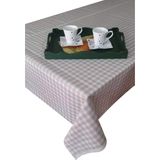 Ekselans Home Bej Kareli Leke Tutmaz Duck Kumaş 130x260 cm Masa Örtüsü