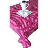 Ekselans Home Fuşya Puantiyeli Dertsiz Leke Tutmaz Duck Kumaş Mutfak Masa Örtüsü - 150 x 300 cm