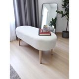 Eksen Teddy Kumaş Puf, Geniş Oturumlu Bench, Modern Ayak Ucu Pufu, Yumuşak Oturma & Sehpa, 90 x 35CM - 90 x 35 cm - Beyaz