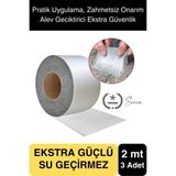 Ekstra Güçlü 2 mt Dış Cephe Su Geçirmez Sakız Bant Yalıtım Çamur Bandı Sızdırmaz 3 Adet - Alüminyum Gri - 2 mt x 48 mm