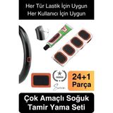 Ekstra Güçlü 24 Parça Kolay Pratik Araba Bisiklet Motosiklet Soğuk Yama Lastik Tamir Yaması Seti - 0 - Siyah - diğer