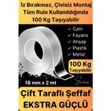 Ekstra Güçlü Çift Taraflı Bant Iz Bırakmaz Şeffaf Çok Amaçlı Tamir Silikon Montaj Bandı 18MM x 2mt