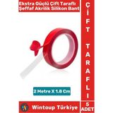 Ekstra Güçlü Suya Küfe Neme Dayanıklı Şeffaf Çift Taraflı Akrilik Silikon Bant 2 Metre x 1.8 cm 5 Ad - Çok Renkli - Standart