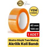 Ekstra Güçlü Yeni Formül 1 Adet 45 mm x 100 mt Koli Bandı Şeffaf Dayanıklı Bant Taşınma Ambalaj