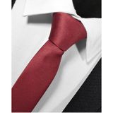 Ekstra Ince Bordo Renk Düz Slim Fit 4 cm Genişliğinde Kravat Mendil Seti Slim Fit Dar - Standart