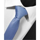Ekstra Ince Indigo Mavi Renk Düz Slim Fit 4 cm Genişliğinde Kravat Mendil Seti Slim Fit Dar - Standart - İndigo Mavi