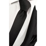 Ekstra Ince Siyah Renk Düz Slim Fit 4 cm Genişliğinde Kravat Mendil Seti Slim Fit Dar - Standart