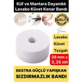 Ekstra Kalın 3.35 mt Banyo Küvet Duşakabin Mutfak Tezgah Lavabo Su Sızdırmaz Kenar Bandı Beyaz Bant