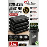 Ekstra Kalın Çöp Torbası 80X110 Cm Siyah Çöp Poşeti 3 Kg Dökme Dayanıklı Poşet